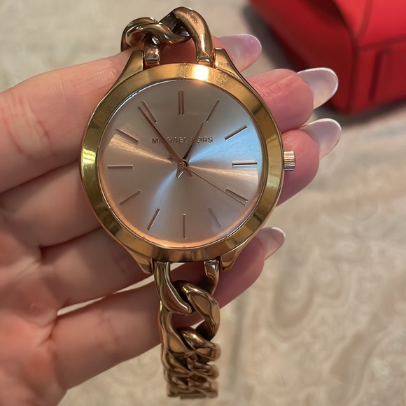 Slim Runway Twist Rose Dial Ladies Watch - Michael Kors rose gold
